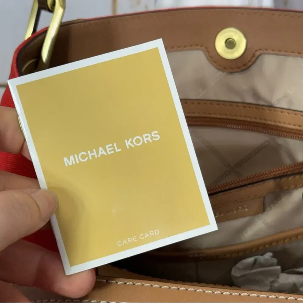 NWT, Michael Kors Raven, Terracotta Large Pocket Shoulder Tote Bag.